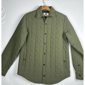 Fayettechill Button Down Long Jacket‎ Mens S Green Collared Long Sleeve Slim Fit